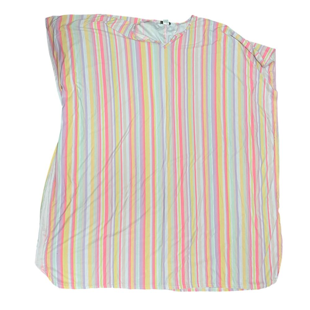 Elegant Emily Rainbow Stripe Cartan Lounge Dress One Size Fits Most Soft Stretch